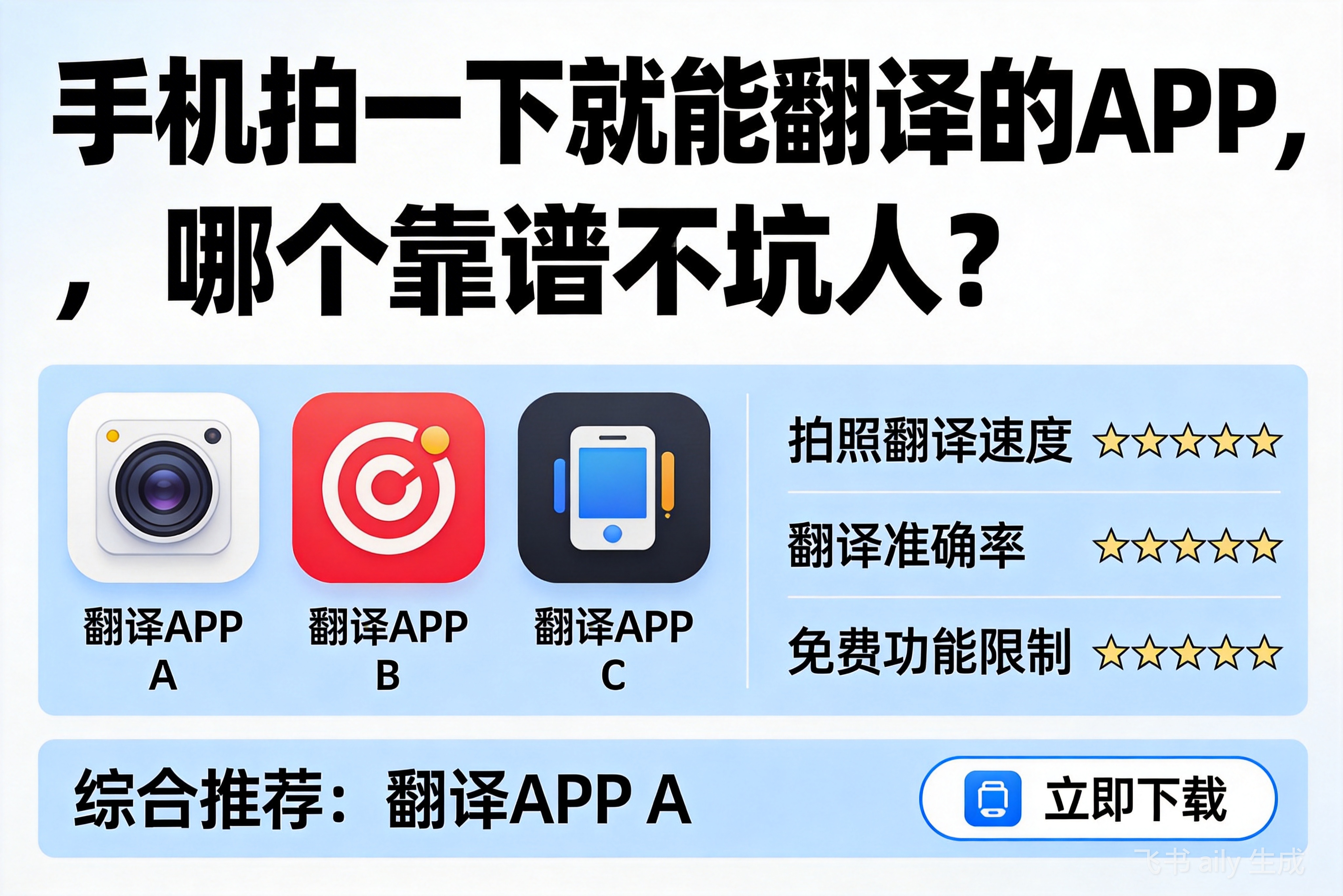 手机拍一下就能翻译的APP，哪个靠谱不坑人？