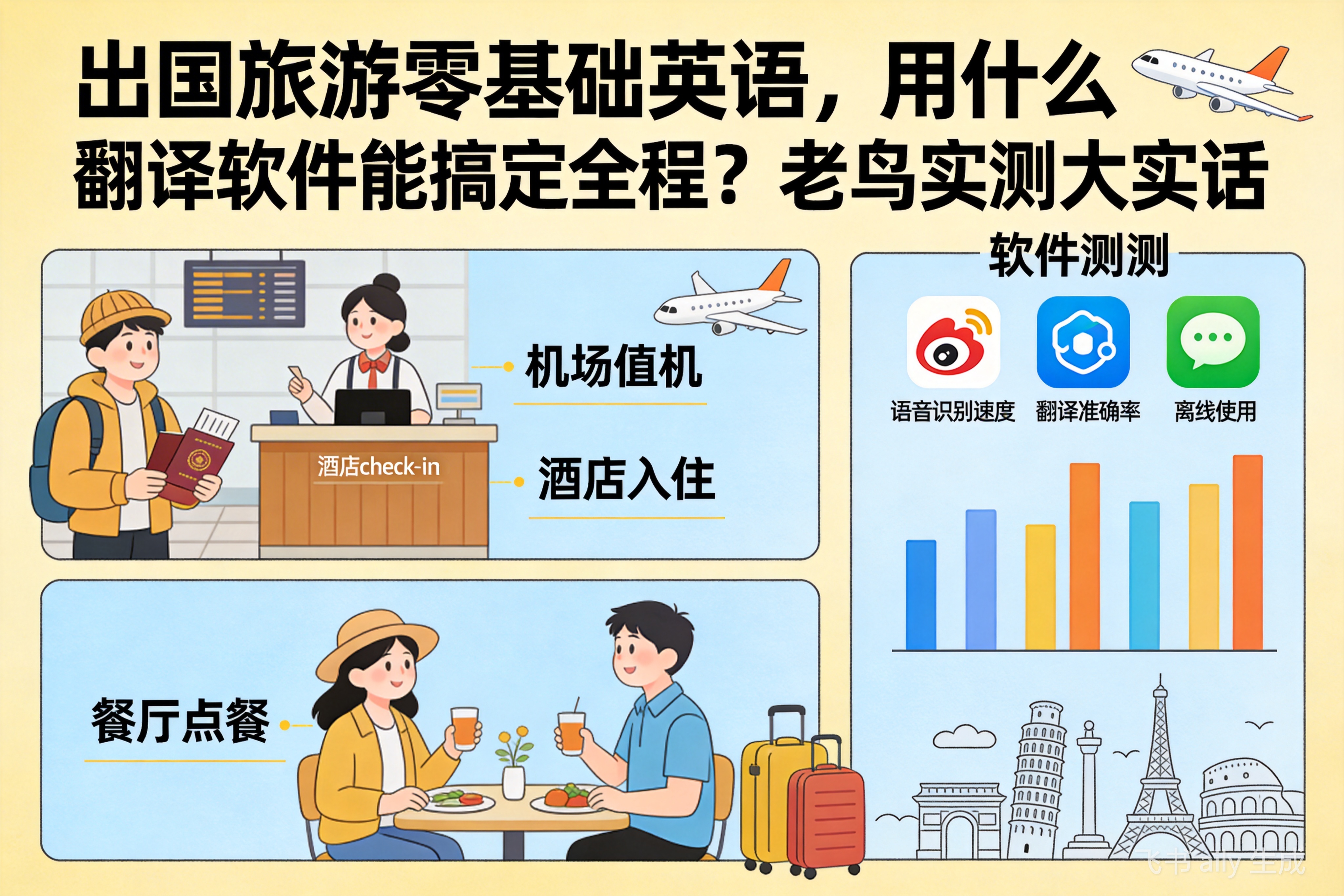 出国旅游零基础英语，用什么翻译软件能搞定全程？老鸟实测大实话