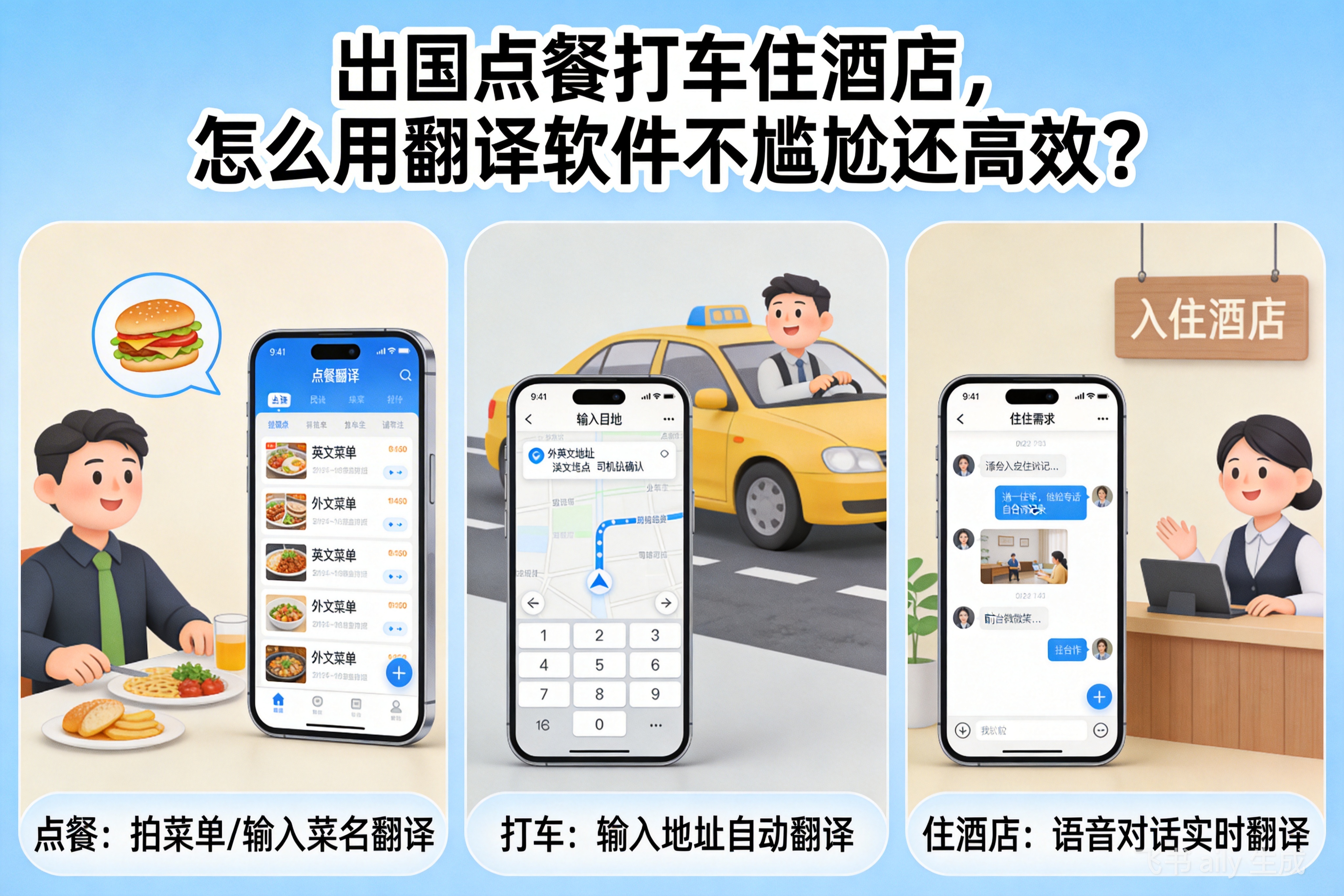 出国点餐打车住酒店，怎么用翻译软件不尴尬还高效？