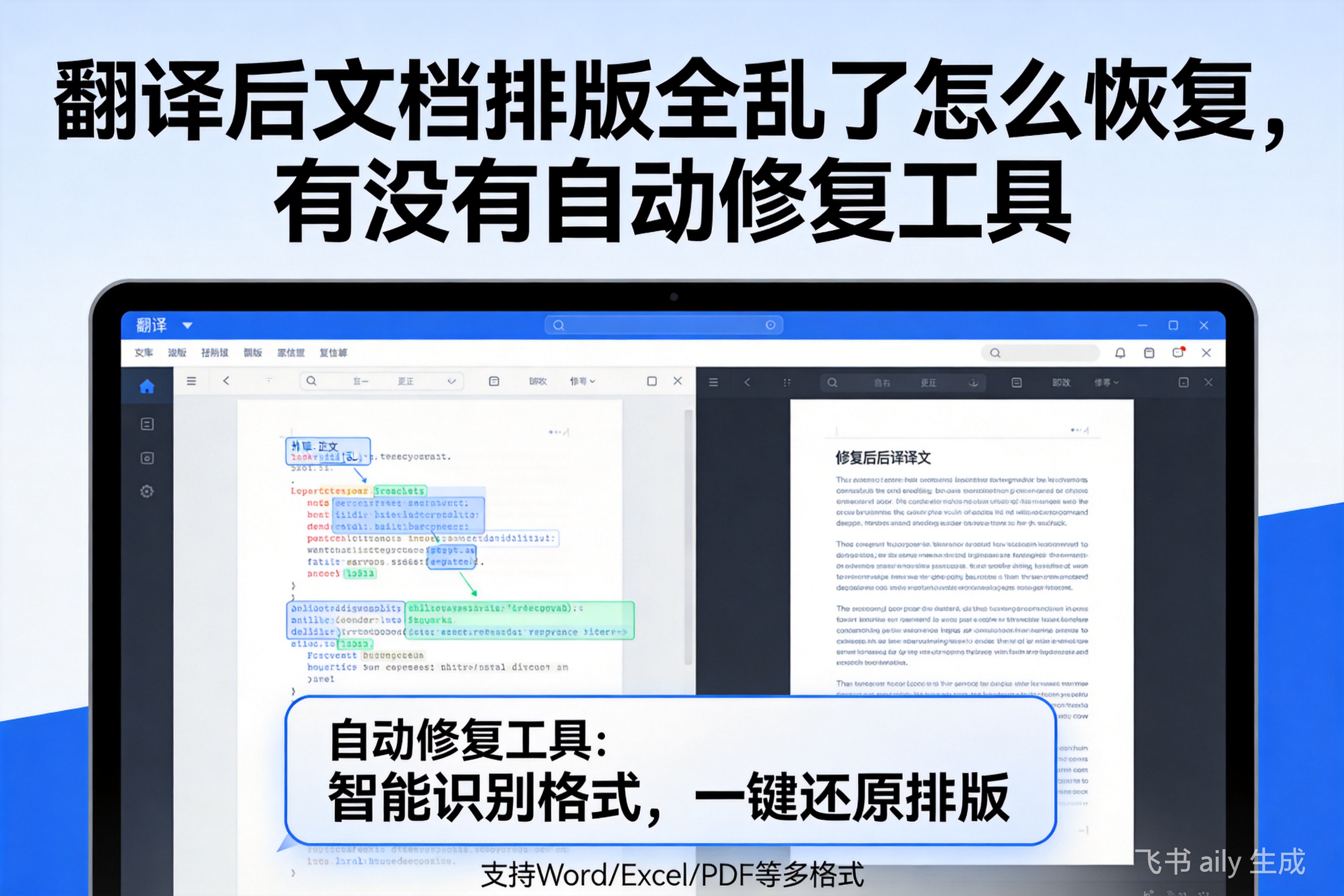 翻译后文档排版全乱了怎么恢复，有没有自动修复工具