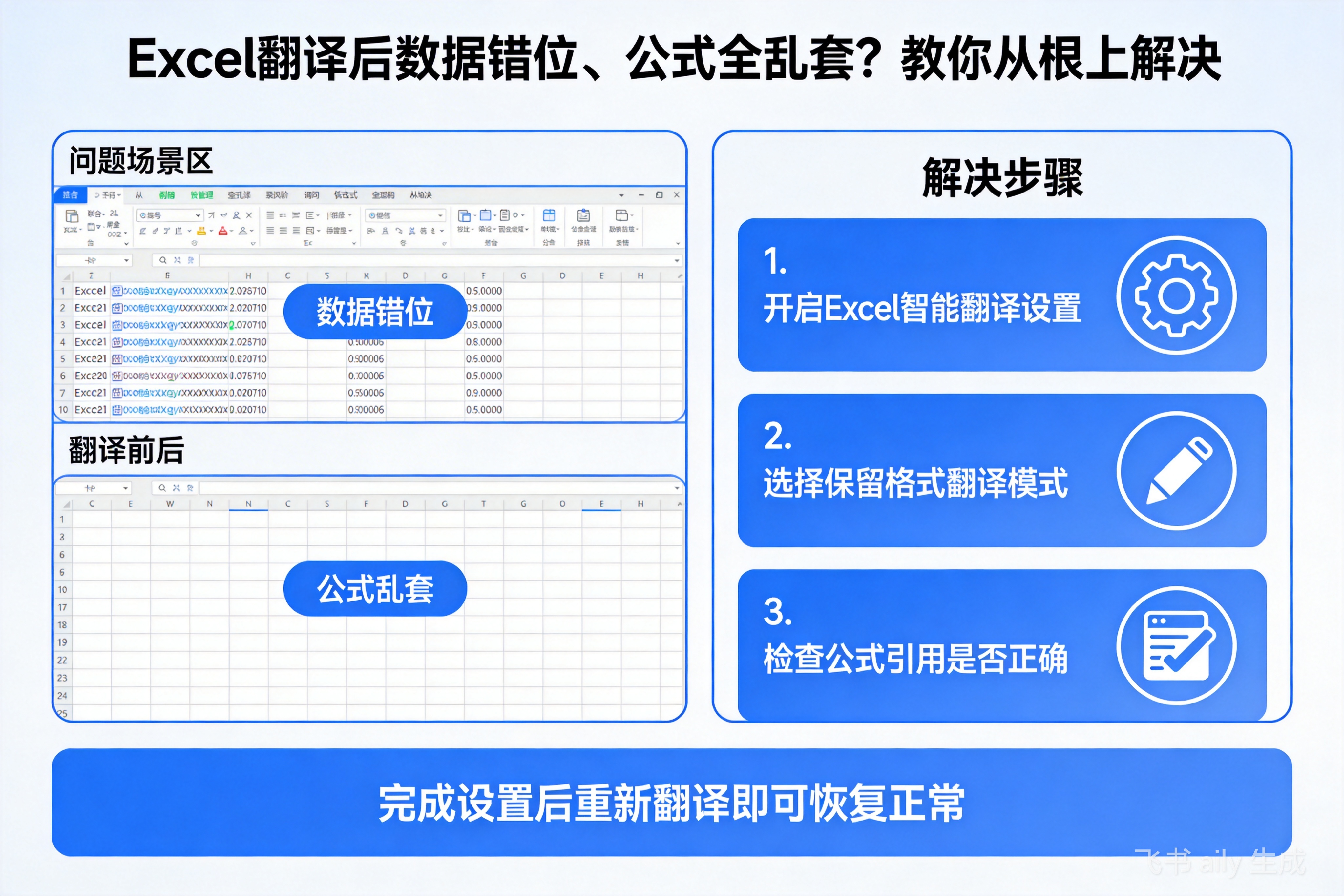 Excel翻译后数据错位、公式全乱套？教你从根上解决