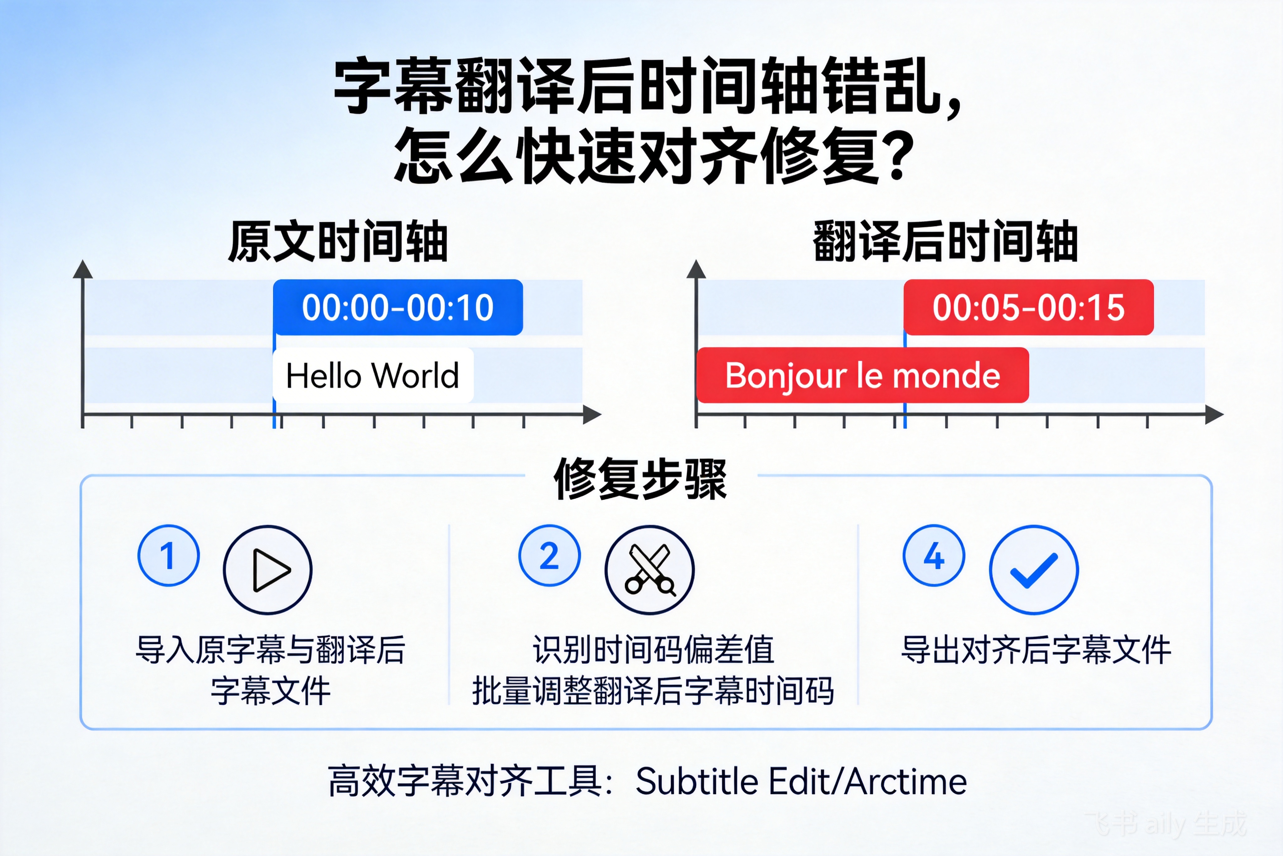 字幕翻译后时间轴错乱，怎么快速对齐修复？