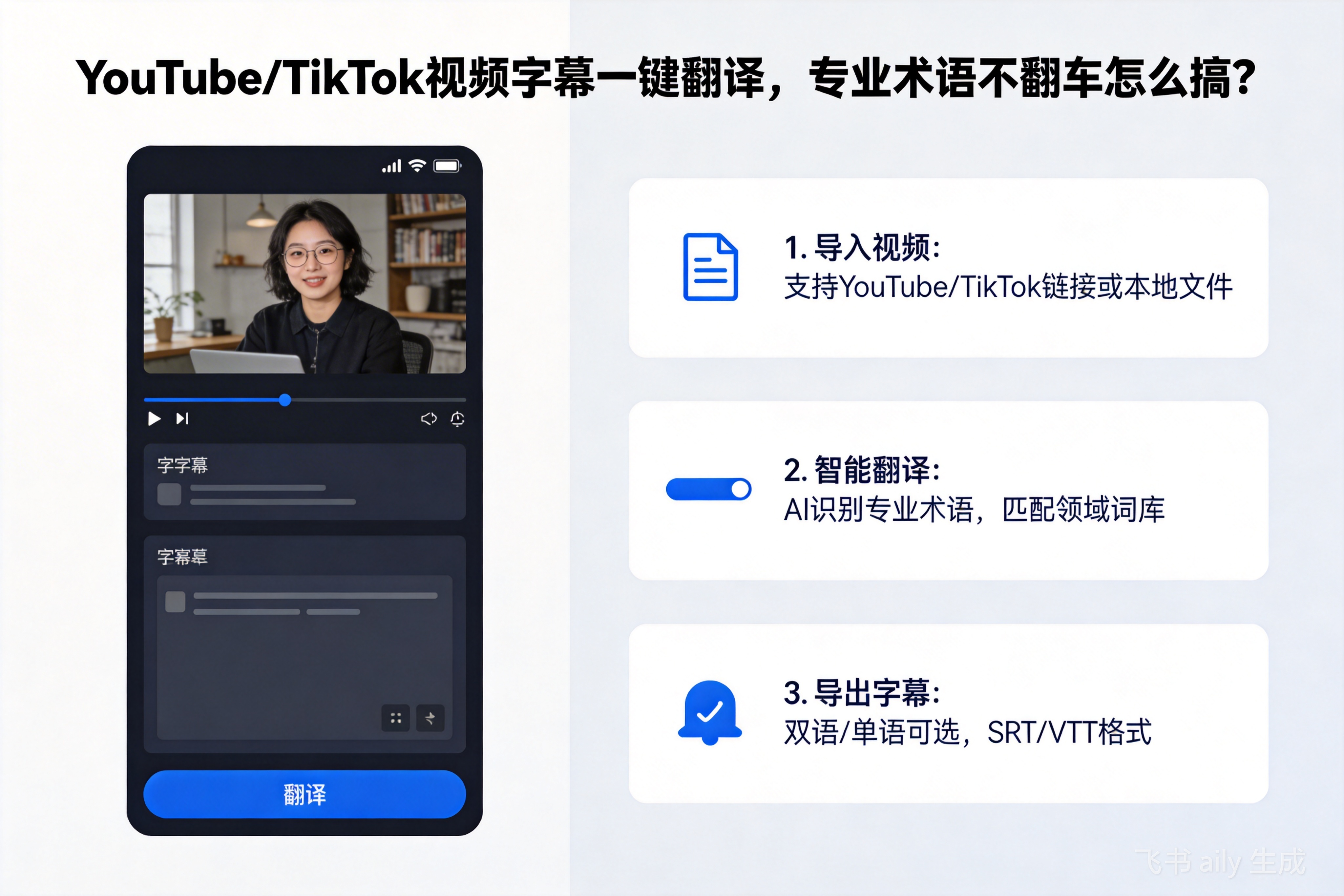 YouTube/TikTok视频字幕一键翻译，专业术语不翻车怎么搞？